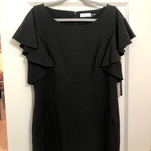 Calvin Klein Black Ruffled Sheath Mini Dress